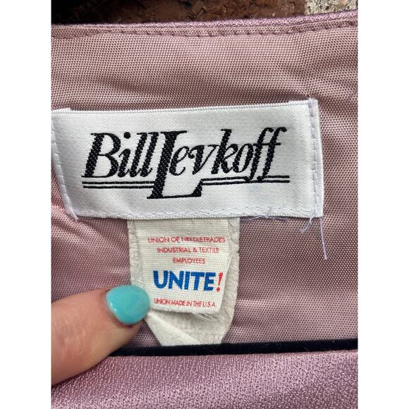 Vintage 1980s Bill Levkoff Purple Satin Dress Top Rhinestone Belt AS IS - Picture 6 of 12